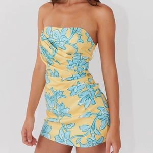 Peppermayo Strapless Floral Mini Dress